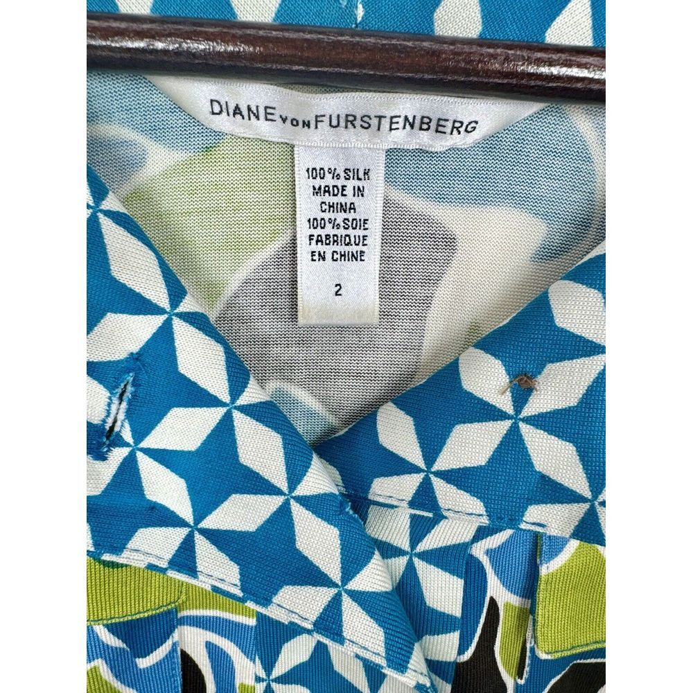 Diane Von Furstenberg Silk Leaves Print Pockets Mini Dress Size‎ 2 - Picture 2 of 7